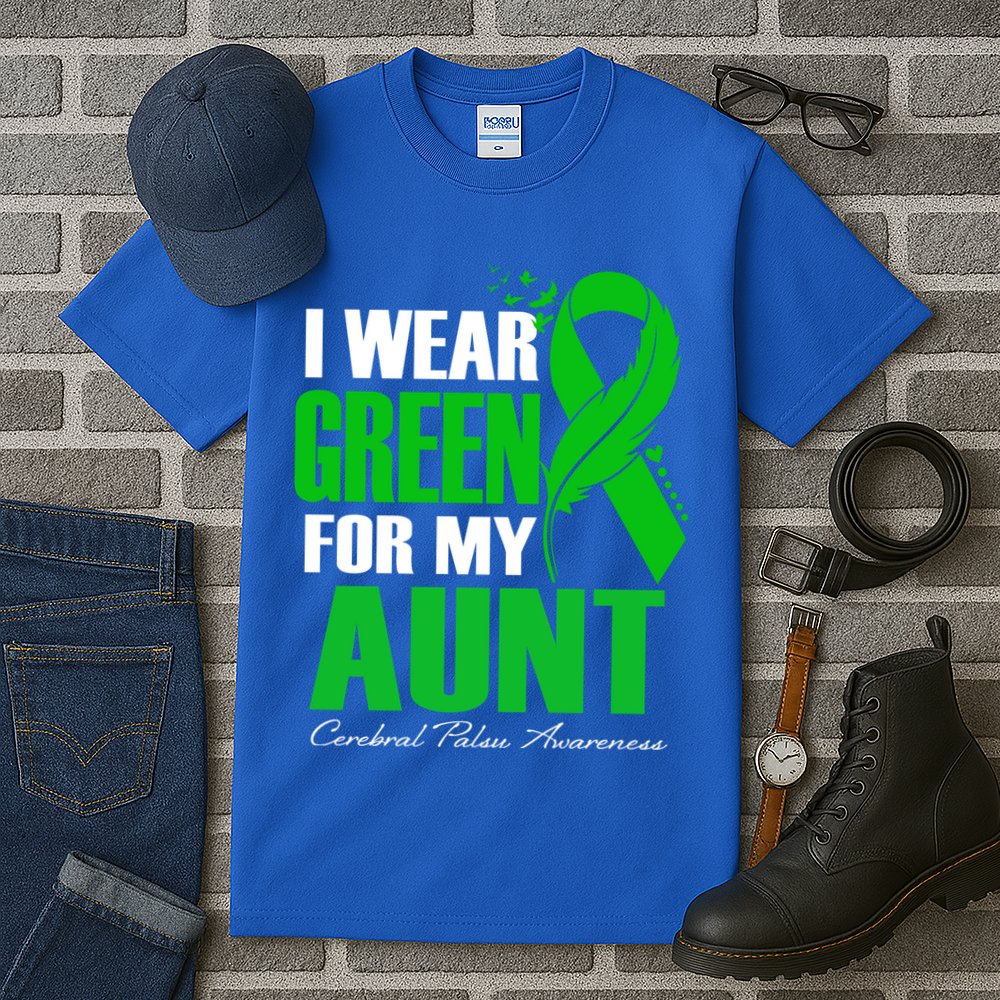 I Wear Green For My Aunt Cerebral Palsy Awareness Feather Cool Gift Tall T-Shirt