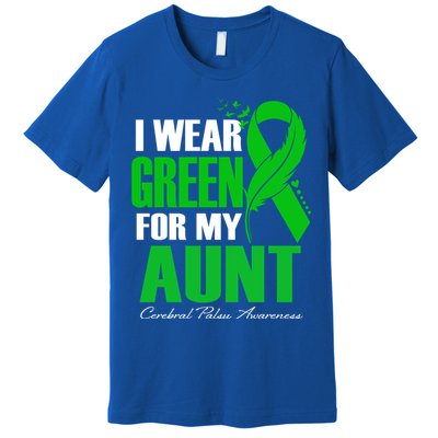 I Wear Green For My Aunt Cerebral Palsy Awareness Feather Cool Gift Premium T-Shirt