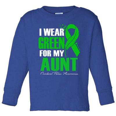 I Wear Green For My Aunt Cerebral Palsy Awareness Feather Cool Gift Toddler Long Sleeve Shirt