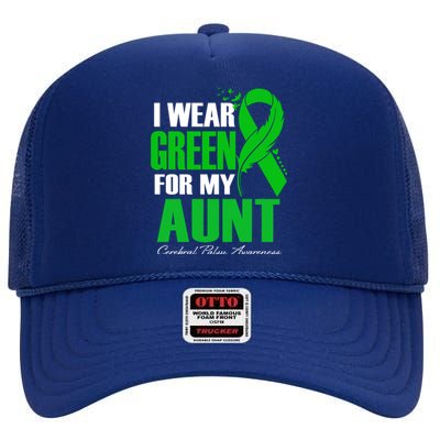 I Wear Green For My Aunt Cerebral Palsy Awareness Feather Cool Gift High Crown Mesh Back Trucker Hat