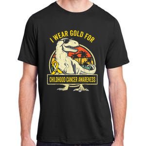 I Wear Gold For Childhood Cancer Awareness Dinosaur Adult ChromaSoft Performance T-Shirt