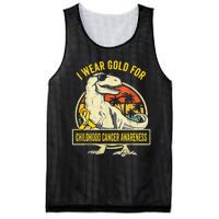 I Wear Gold For Childhood Cancer Awareness Dinosaur Mesh Reversible Basketball Jersey Tank