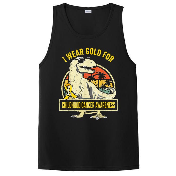 I Wear Gold For Childhood Cancer Awareness Dinosaur PosiCharge Competitor Tank