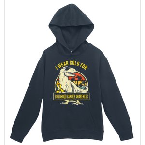 I Wear Gold For Childhood Cancer Awareness Dinosaur Urban Pullover Hoodie