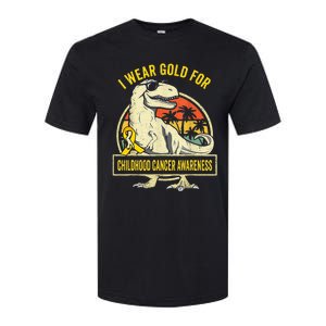 I Wear Gold For Childhood Cancer Awareness Dinosaur Softstyle CVC T-Shirt