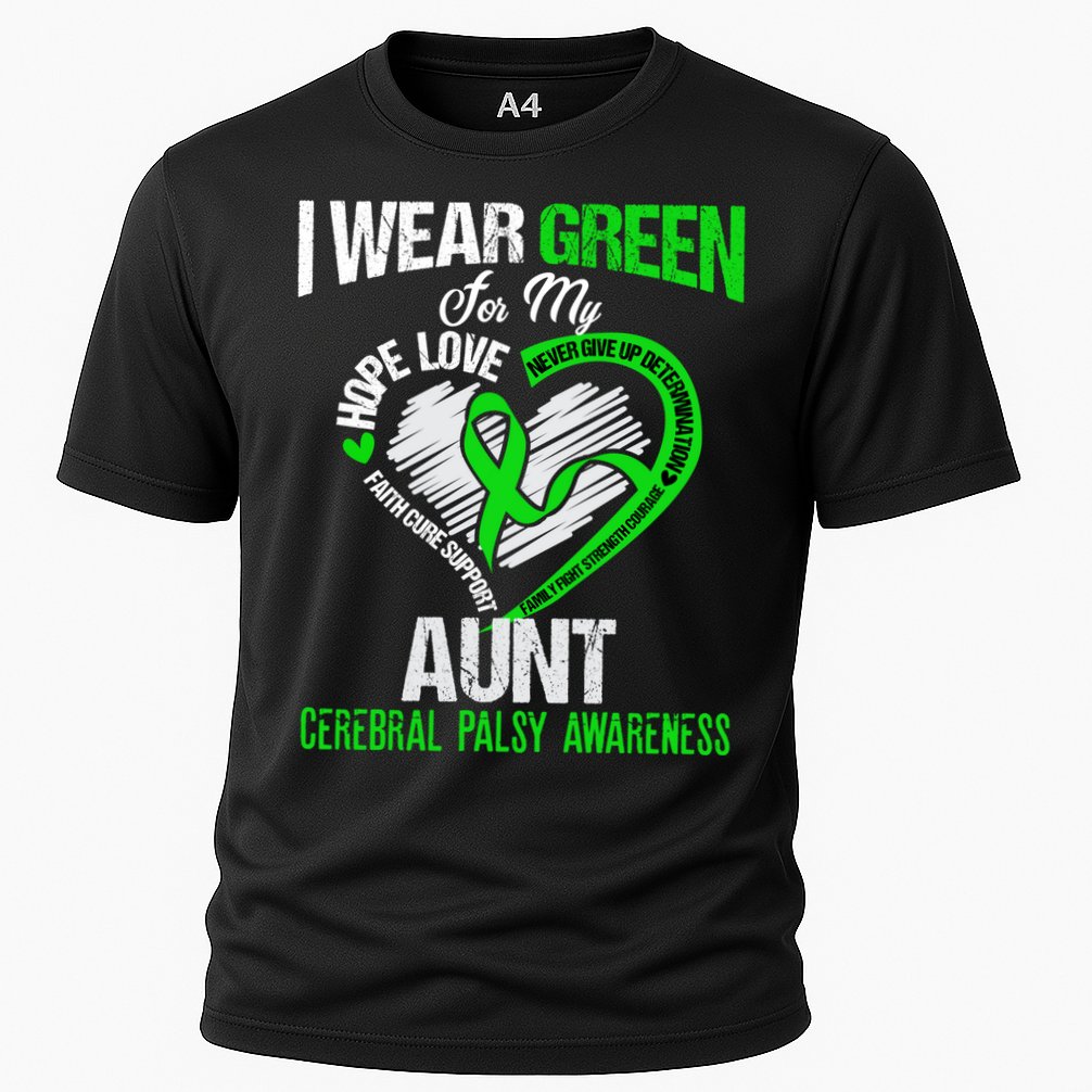 I Wear Green For My Aunt Cerebral Palsy Green Ribbon Gift Cooling Performance Crew T-Shirt