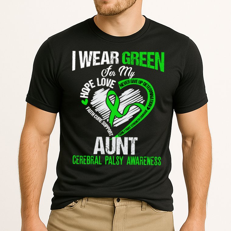 I Wear Green For My Aunt Cerebral Palsy Green Ribbon Gift Cooling Performance Crew T-Shirt