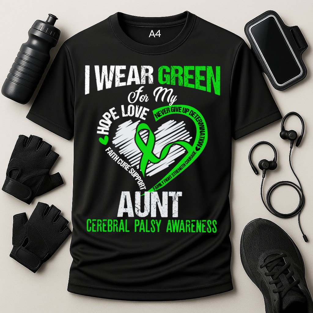 I Wear Green For My Aunt Cerebral Palsy Green Ribbon Gift Cooling Performance Crew T-Shirt