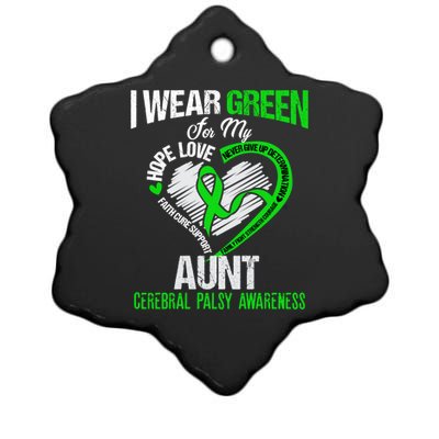 I Wear Green For My Aunt Cerebral Palsy Green Ribbon Gift Ceramic Star Ornament