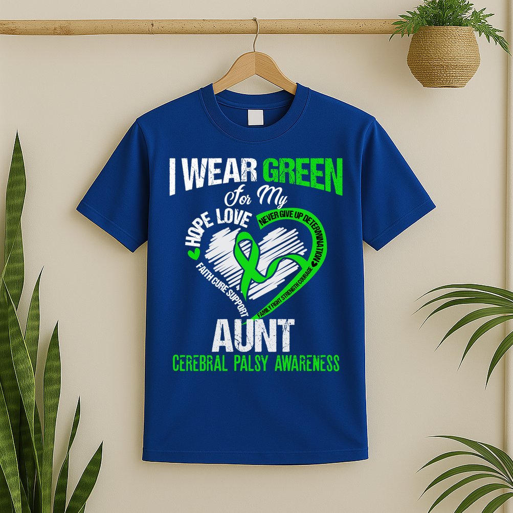 I Wear Green For My Aunt Cerebral Palsy Green Ribbon Gift T-Shirt