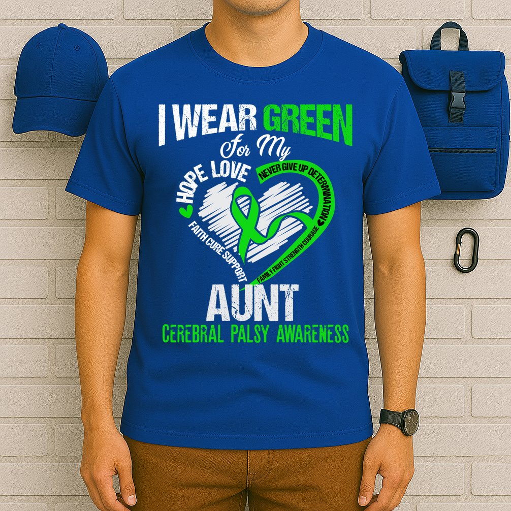 I Wear Green For My Aunt Cerebral Palsy Green Ribbon Gift T-Shirt
