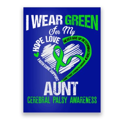 I Wear Green For My Aunt Cerebral Palsy Green Ribbon Gift Poster