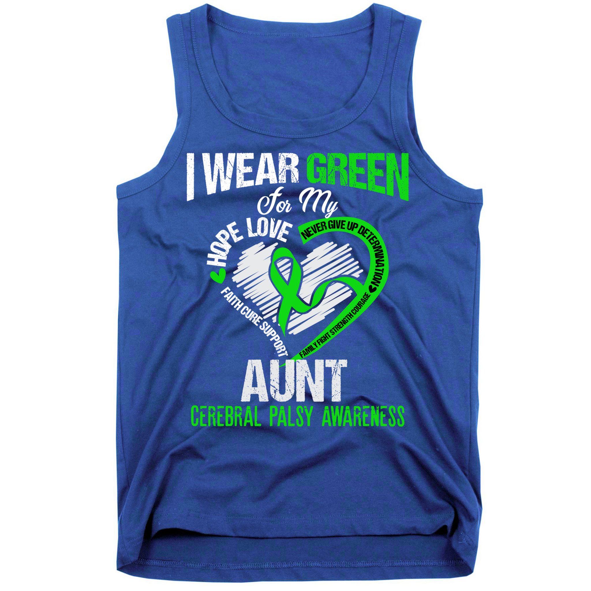 I Wear Green For My Aunt Cerebral Palsy Green Ribbon Gift Tank Top