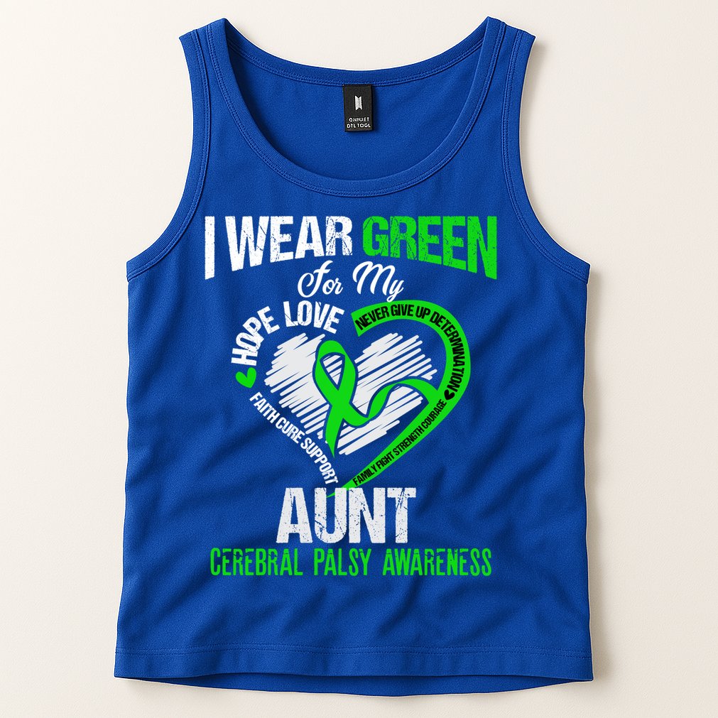 I Wear Green For My Aunt Cerebral Palsy Green Ribbon Gift Tank Top
