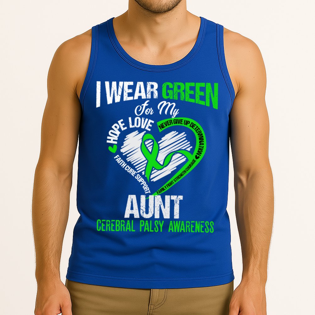 I Wear Green For My Aunt Cerebral Palsy Green Ribbon Gift Tank Top