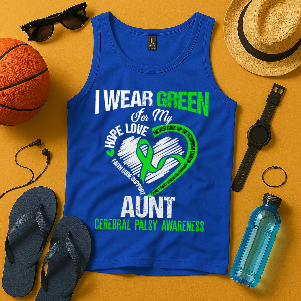 I Wear Green For My Aunt Cerebral Palsy Green Ribbon Gift Tank Top