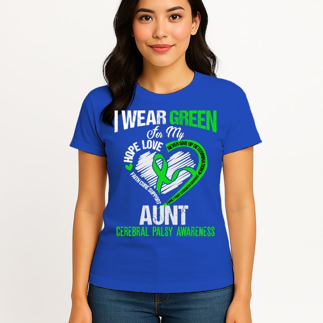 I Wear Green For My Aunt Cerebral Palsy Green Ribbon Gift Womens T-Shirt