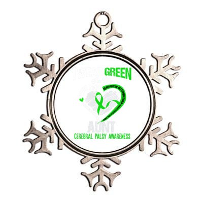 I Wear Green For My Aunt Cerebral Palsy Green Ribbon Gift Metallic Star Ornament