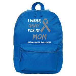 I Wear Gray For My Mom Brain Cancer Awareness Ribbon Family Gift 16 in Basic Backpack