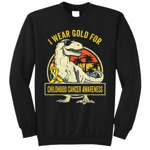 I Wear Gold For Childhood Cancer Awareness Dinosaur Sweatshirt