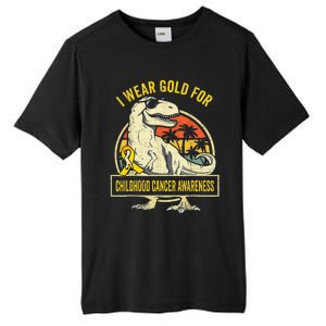 I Wear Gold For Childhood Cancer Awareness Dinosaur Tall Fusion ChromaSoft Performance T-Shirt