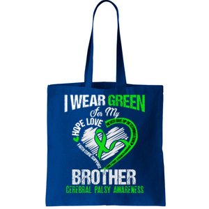 I Wear Green For My Brother Cerebral Palsy Green Ribbon Gift Tote Bag