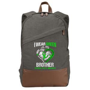 I Wear Green For My Brother Cerebral Palsy Green Ribbon Gift Cotton Canvas Backpack