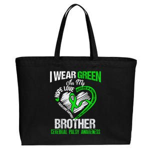 I Wear Green For My Brother Cerebral Palsy Green Ribbon Gift Cotton Canvas Jumbo Tote