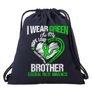 I Wear Green For My Brother Cerebral Palsy Green Ribbon Gift Drawstring Bag