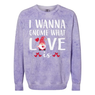 I Wanna Gnome What Love Is Valentine Day Colorblast Crewneck Sweatshirt