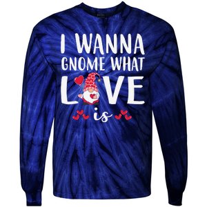 I Wanna Gnome What Love Is Valentine Day Tie-Dye Long Sleeve Shirt