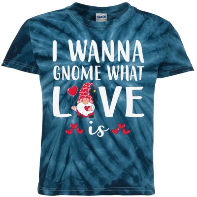 I Wanna Gnome What Love Is Valentine Day Kids Tie-Dye T-Shirt