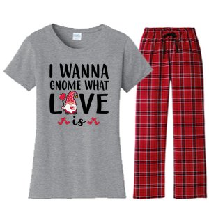 I Wanna Gnome What Love Is Valentine Day Women's Flannel Pajama Set