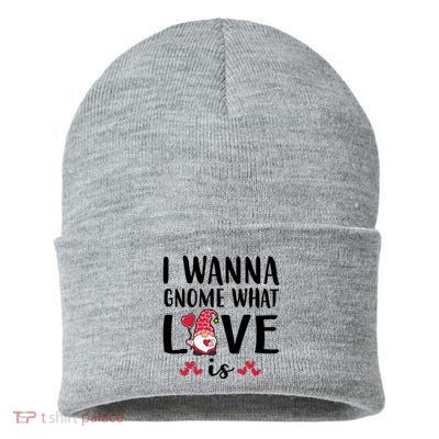 I Wanna Gnome What Love Is Valentine Day Sustainable Knit Beanie