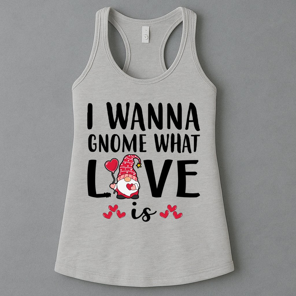 I Wanna Gnome What Love Is Valentine Day Womens Tank Top