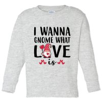 I Wanna Gnome What Love Is Valentine Day Toddler Long Sleeve Shirt