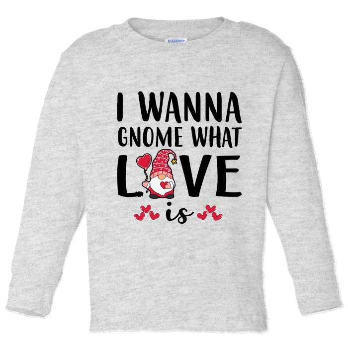 I Wanna Gnome What Love Is Valentine Day Toddler Long Sleeve Shirt
