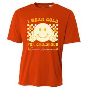 I Wear Gold For Childhood Cancer Awareness Groovy Cooling Performance Crew T-Shirt