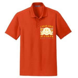 I Wear Gold For Childhood Cancer Awareness Groovy Dry Zone Grid Polo