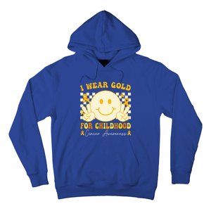 I Wear Gold For Childhood Cancer Awareness Groovy Hoodie