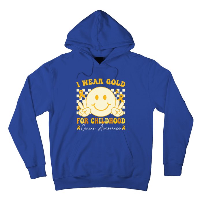 I Wear Gold For Childhood Cancer Awareness Groovy Hoodie