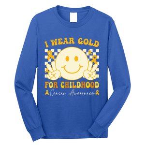 I Wear Gold For Childhood Cancer Awareness Groovy Long Sleeve Shirt