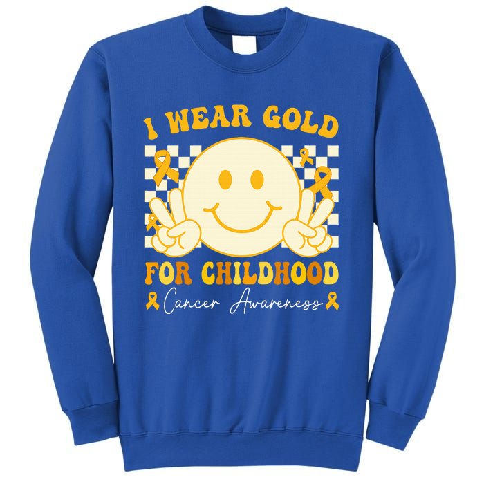 I Wear Gold For Childhood Cancer Awareness Groovy Sweatshirt