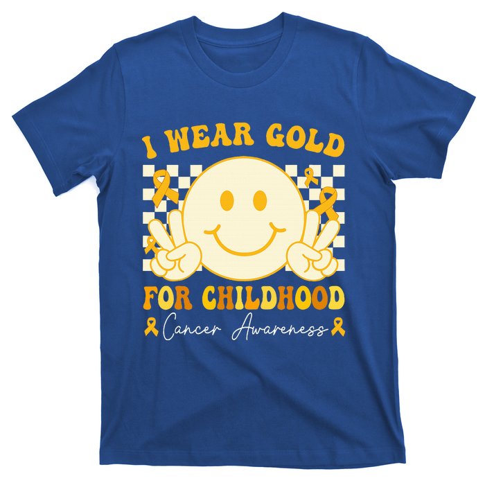 I Wear Gold For Childhood Cancer Awareness Groovy T-Shirt