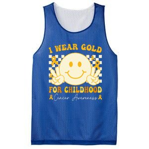 I Wear Gold For Childhood Cancer Awareness Groovy Mesh Reversible Basketball Jersey Tank