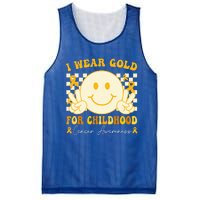 I Wear Gold For Childhood Cancer Awareness Groovy Mesh Reversible Basketball Jersey Tank