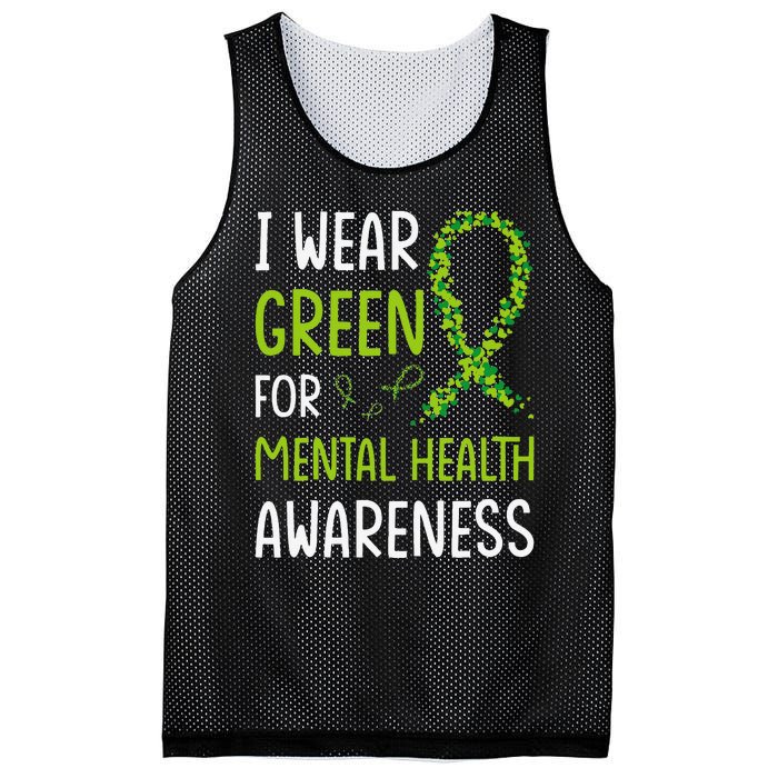 I Wear Green For Mental Health Awareness Month Mesh Reversible Basketball Jersey Tank