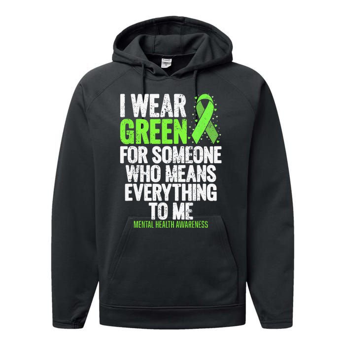 I Wear Green Ribbon Fight the Stigma Mental Health Awareness Performance Fleece Hoodie