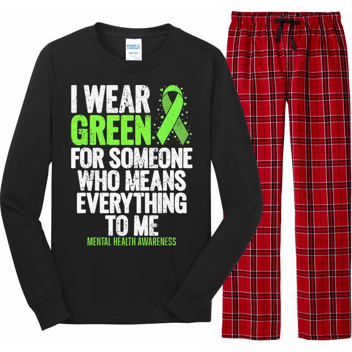 I Wear Green Ribbon Fight the Stigma Mental Health Awareness Long Sleeve Pajama Set