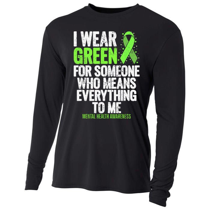 I Wear Green Ribbon Fight the Stigma Mental Health Awareness Cooling Performance Long Sleeve Crew